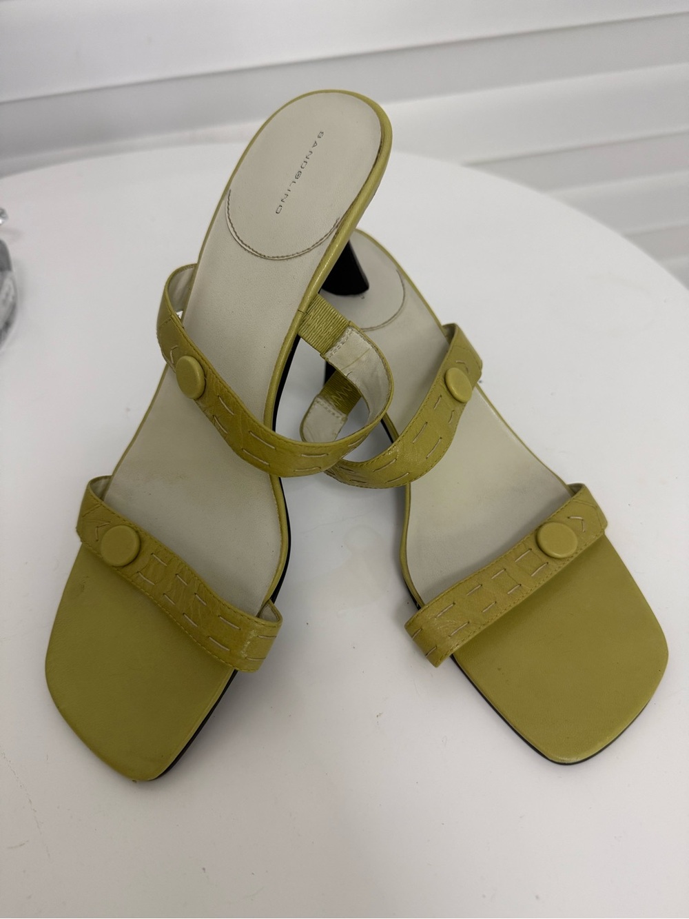 Bandolino Olive Green Two-Strap Block Heel Mules